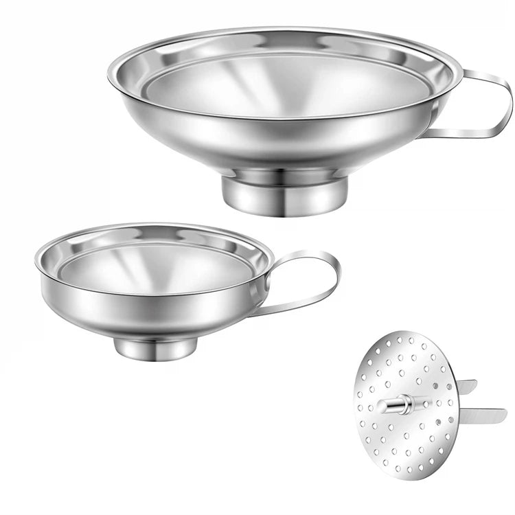LMETJMA Embudo para enlatar, embudos metálicos grandes para cocina, para llenar tarros Mason, embudos de boca ancha de acero inoxidable, utensilios de cocina