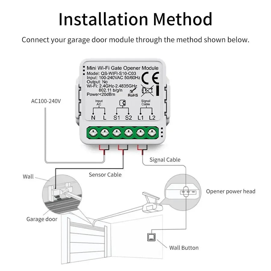 Controlador de Puerta de Garaje WiFi Zigbee Smart Life
