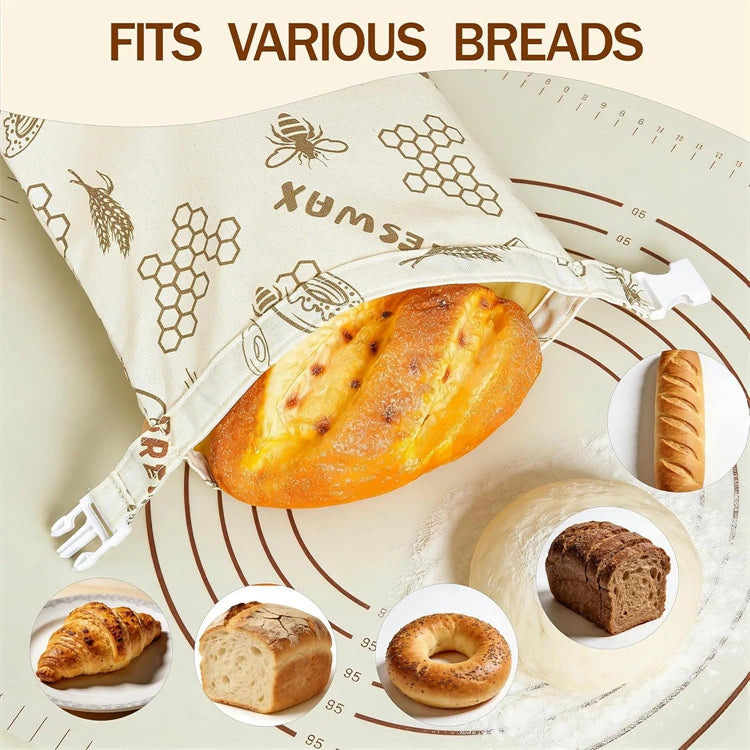 Bolsas Reutilizables para Pan de Cera de Abeja LMETJMA, Bolsas de Almacenamiento de Pan de Lino y Algodón, Herméticas para Mantener la Frescura del Pan Casero