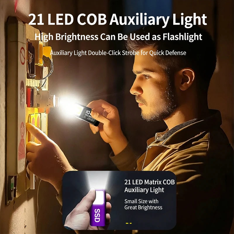 Minilinterna LED COB Tipo C Recargable con Clip Magnético