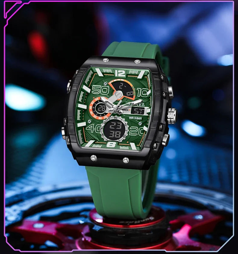 SMAEL 8109 nuevo reloj para hombre, deportivo multifuncional, resistente al agua hasta 50M, pantalla Dual, luz LED nocturna, reloj electrónico para estudiantes de ocio