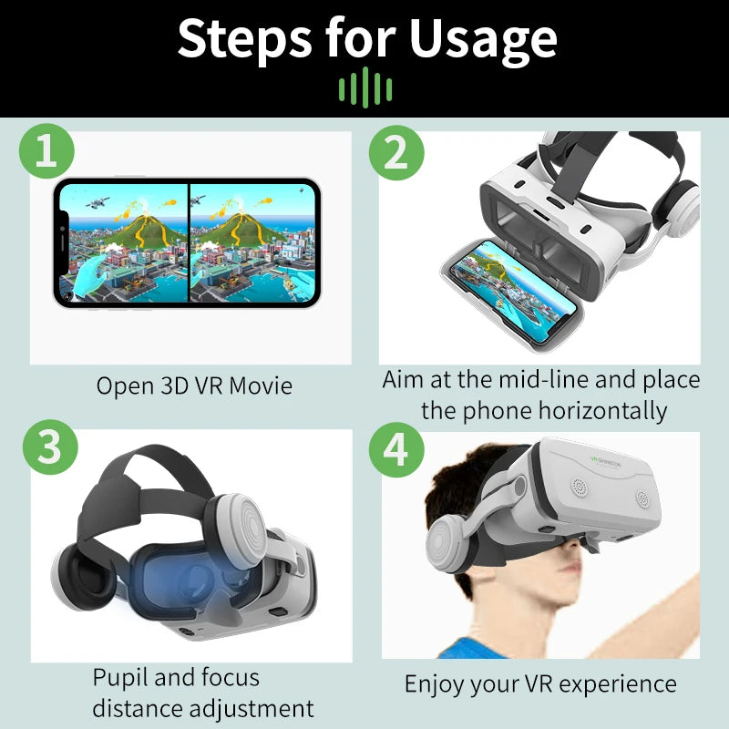 Gafas de realidad Virtual VR, dispositivos de auriculares 3D, lentes para casco Viar, inteligentes para teléfonos inteligentes, auriculares para teléfono móvil Realidade
