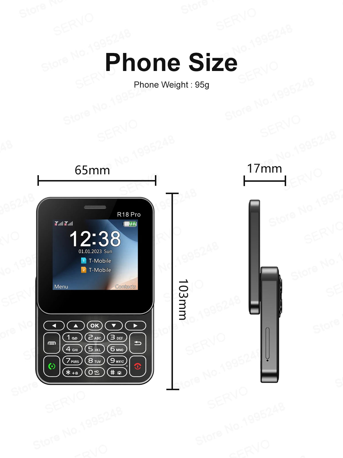 SERVO R18 Pro — Teléfono Básico Giratorio Doble SIM, Radio FM y Linterna