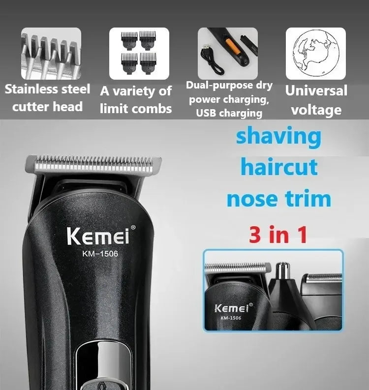 Cortadora de Pelo Inalámbrica Recargable para Hombre, Modelos KM-5083, KM-1506, KM-TX10