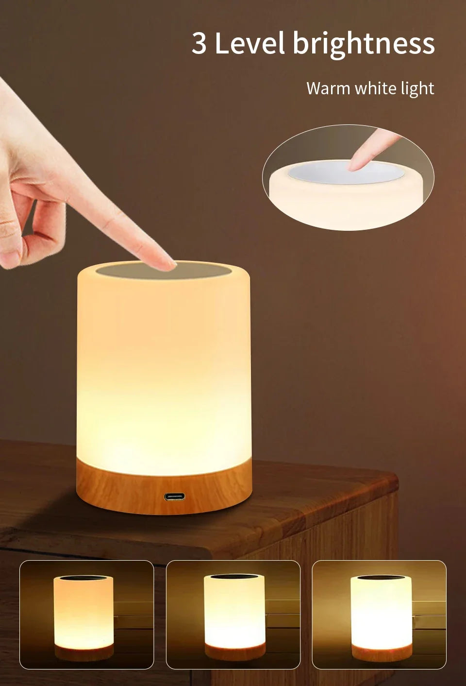 Lámpara de Mesa Táctil RGB Recargable USB con Luz Nocturna