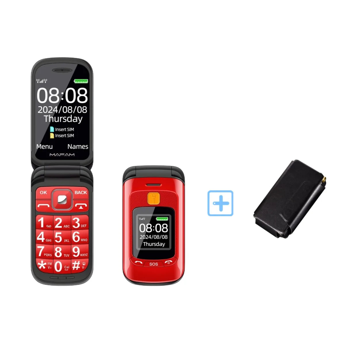Mafam F899 Senior Flip Feature Phone Dos pantallas 2 Sim Botón grande SOS Dial Antorcha Clamshell Móvil Estilo retro 15 días Larga modo de reposo
