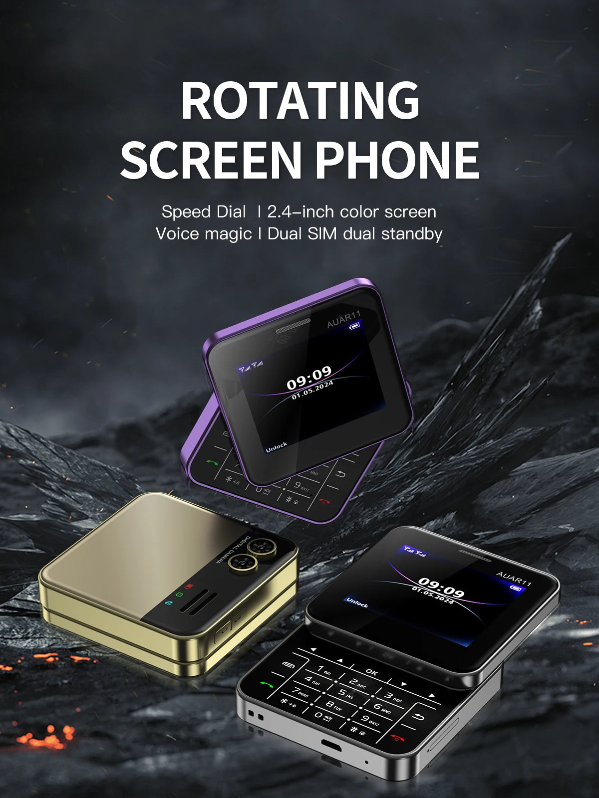 Teléfono SERVO AUAR11 Dual SIM 2G GSM Pantalla Giratoria 2.4"
