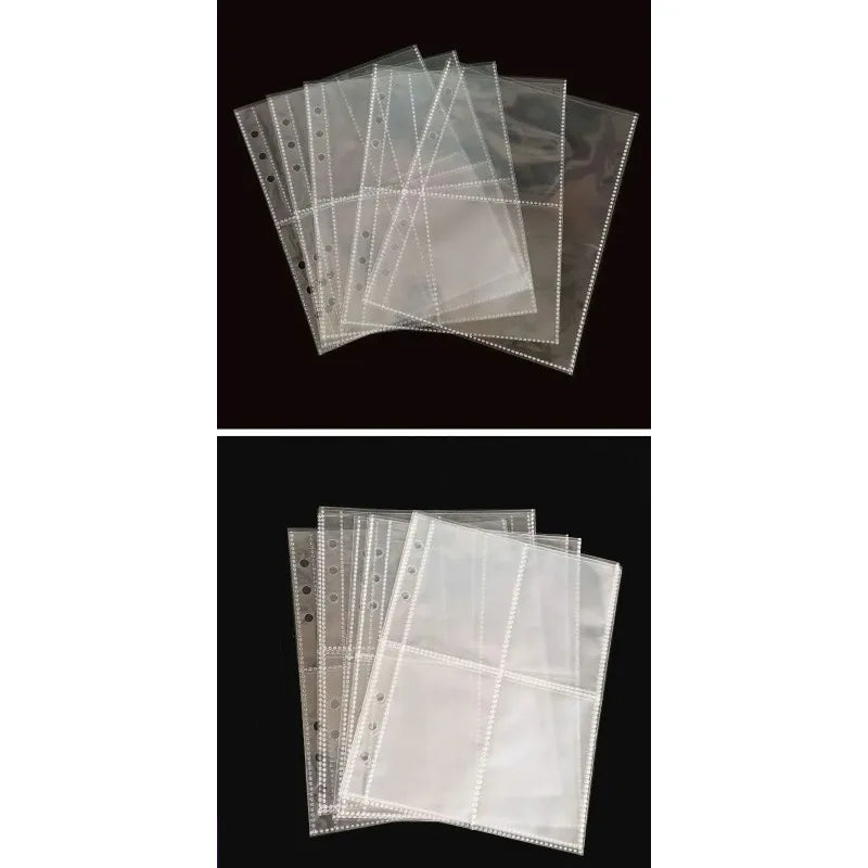 10 Hojas A5 Transparentes de PP con 6 Agujeros para Archivador, Bolsas de Almacenamiento de Fotos, Tarjetas y Datos, Páginas Interiores para Libros