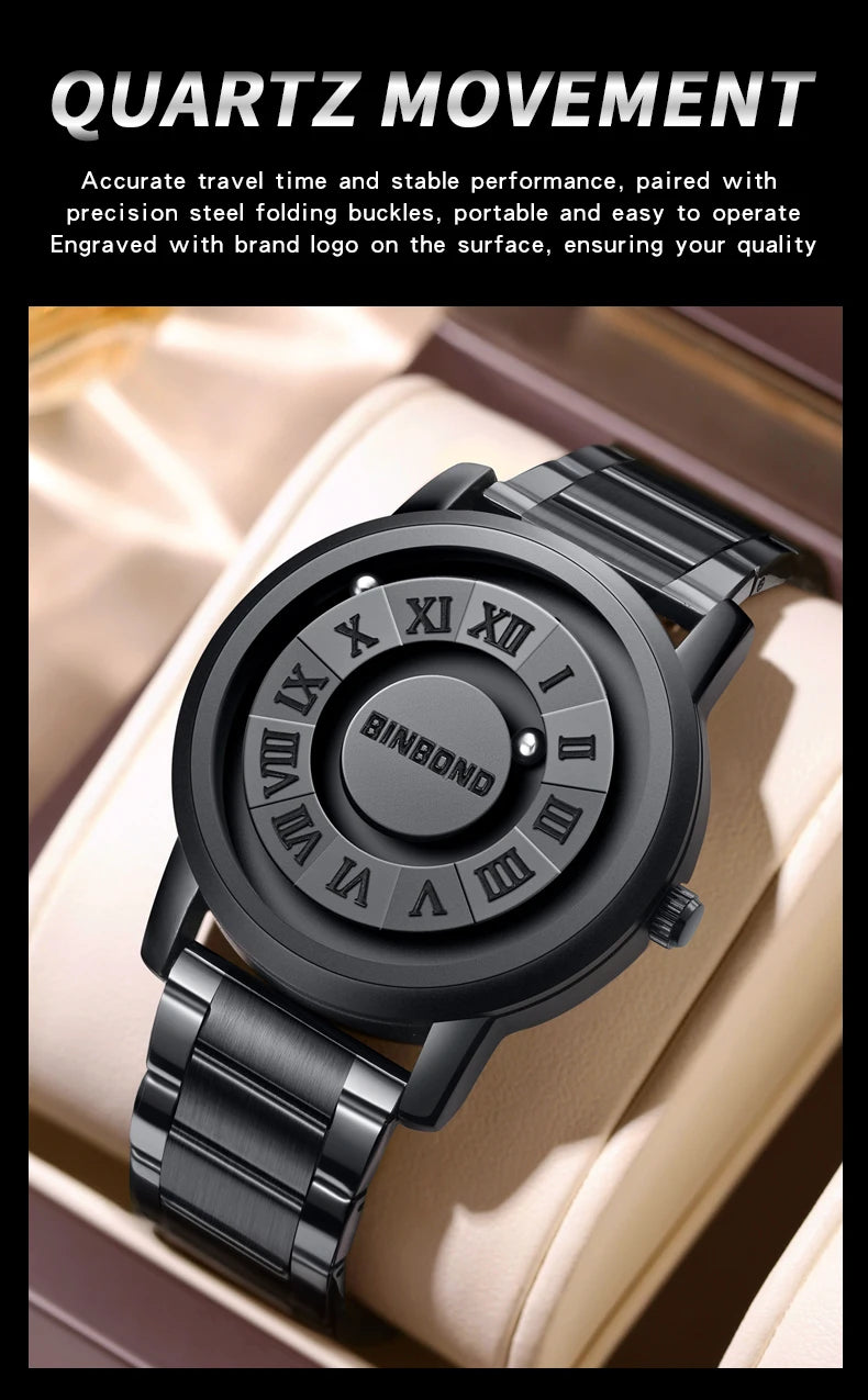 Reloj de Cuarzo BINBOND para Hombre, Acero Inoxidable, Resistente al Agua