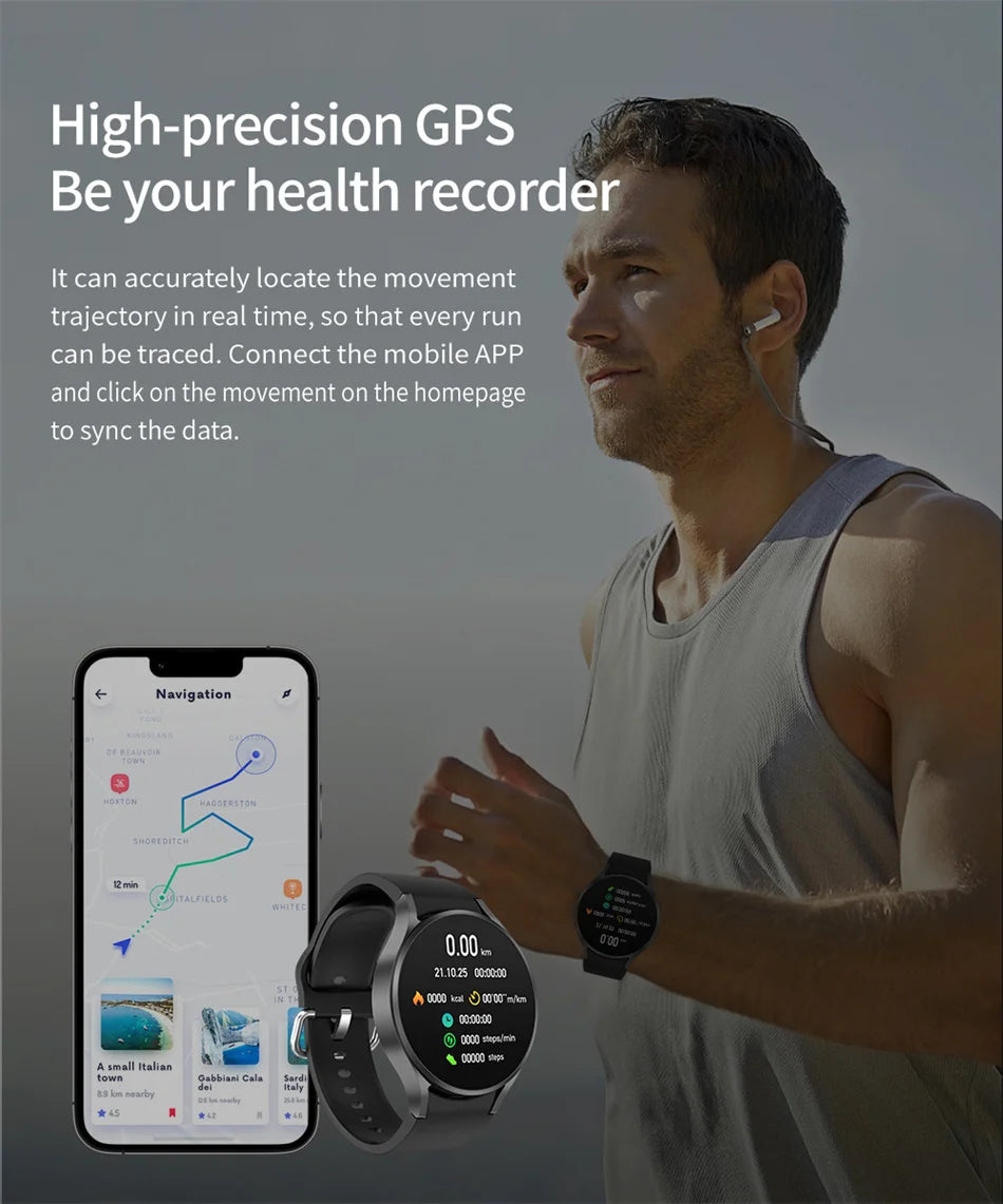 Reloj inteligente con seguimiento GPS para hombres y mujeres, reloj inteligente deportivo con frecuencia cardíaca, Bluetooth, llamada, NFC, IP68, resistente al agua, brújula, Smartwatch 7 Mini