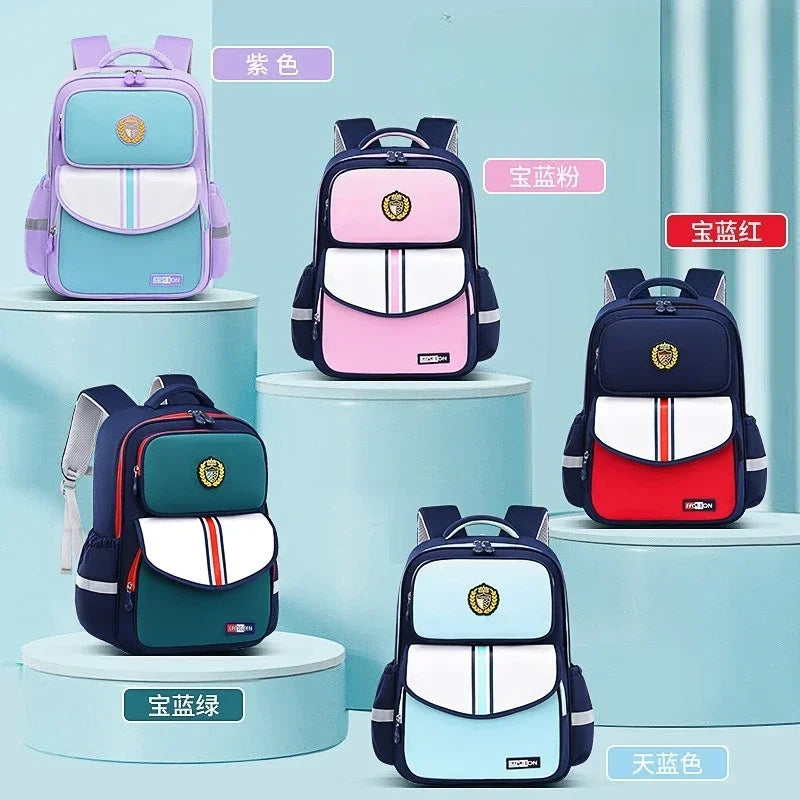 Mochila escolar para niños de grado 1 y 6, mochila duradera impermeable de tela Oxford ligera con diseño ergonómico