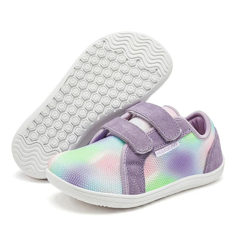 HOBIBEAR Zapatos descalzos para niños y niñas, zapatillas con punta ancha y cierre de gancho, zapatos transpirables ligeros de malla (para niños pequeños/niños pequeños/niños grandes)