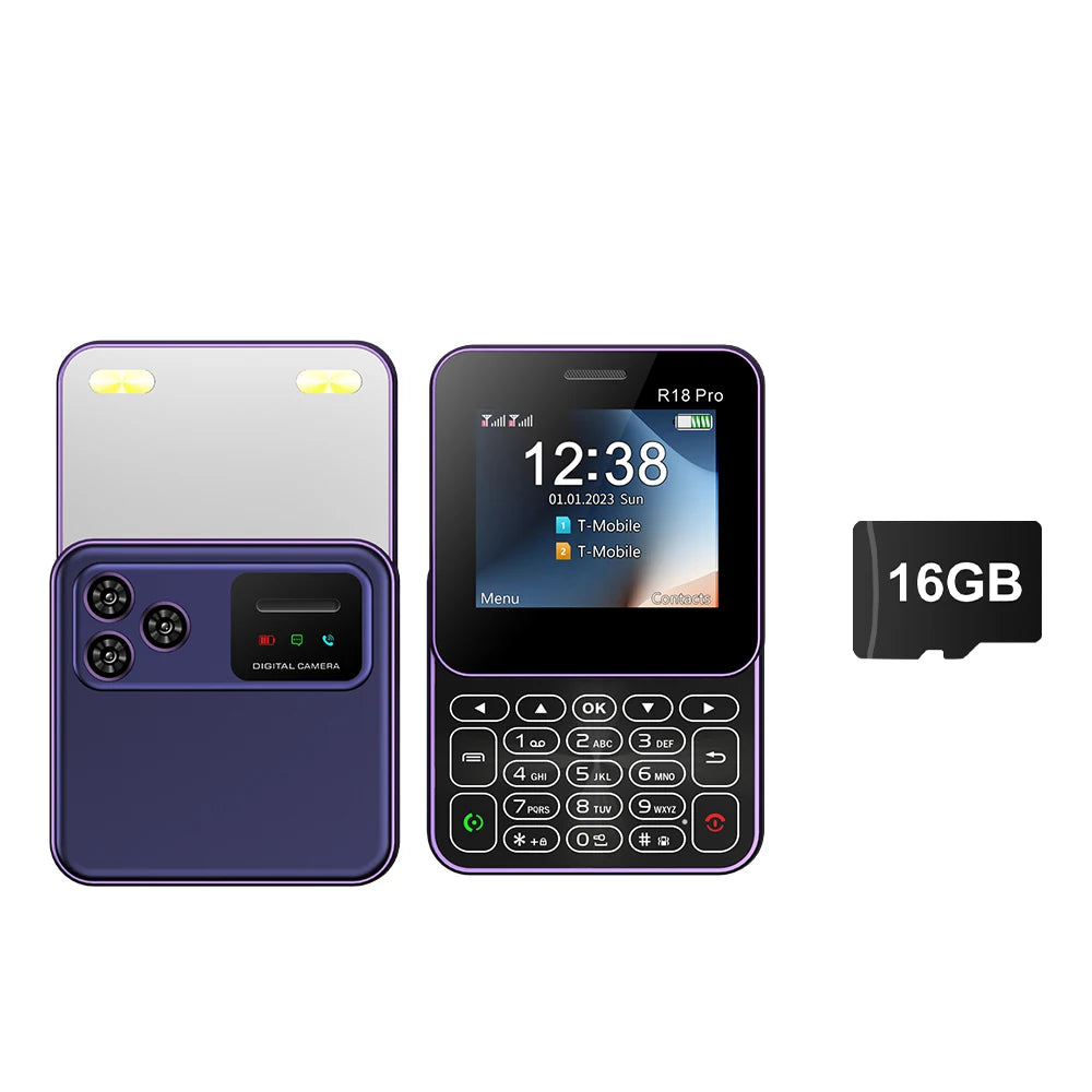 SERVO R18 Pro pantalla giratoria Mini teléfono móvil 2 SIM marcación de velocidad lista negra antorcha de voz mágica 2,4 "pantalla deslizante de botón teléfono móvil