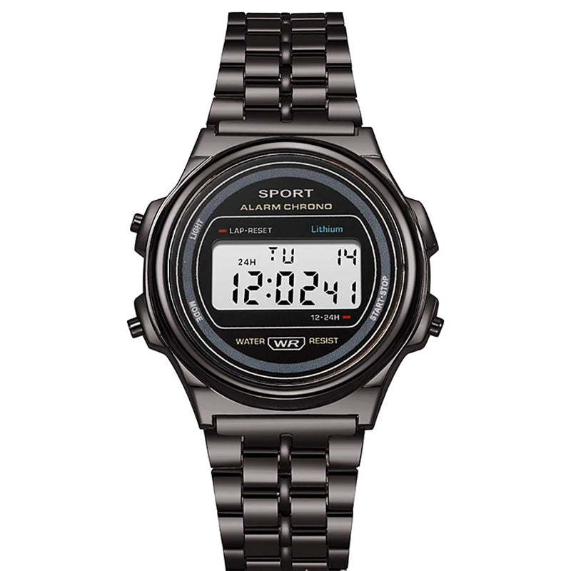 Reloj electrónico LED informal para mujer, correa Retro de acero inoxidable, reloj Digital LED para mujer, reloj de pulsera deportivo multifunción