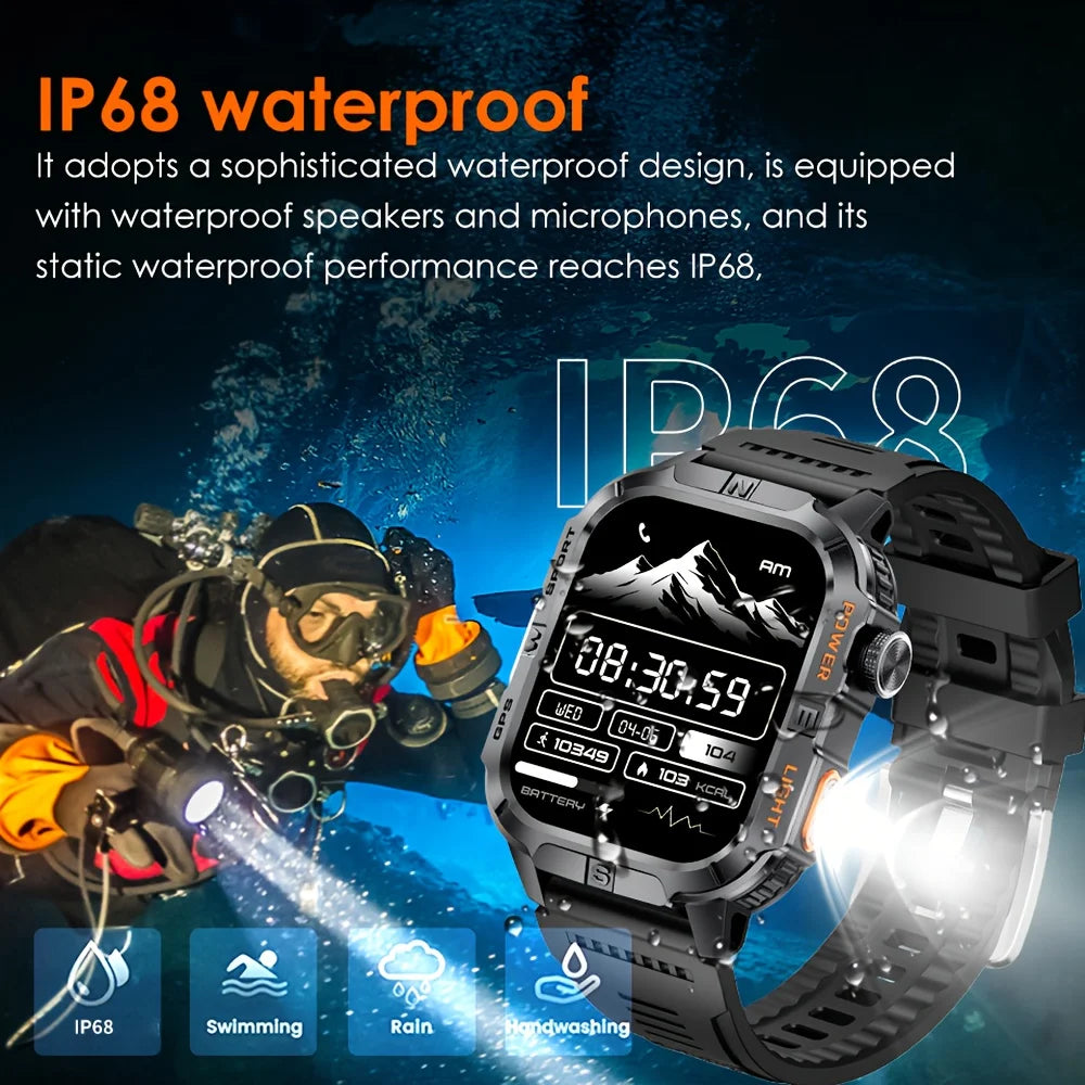 Reloj Inteligente Militar con GPS, LED, Brújula e IP68