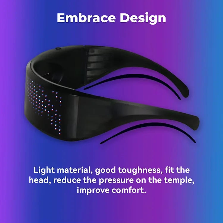 Gafas LED con luz brillante, pantalla programable con aplicación Bluetooth, gafas luminosas Rgb para fiesta, cumpleaños, Halloween