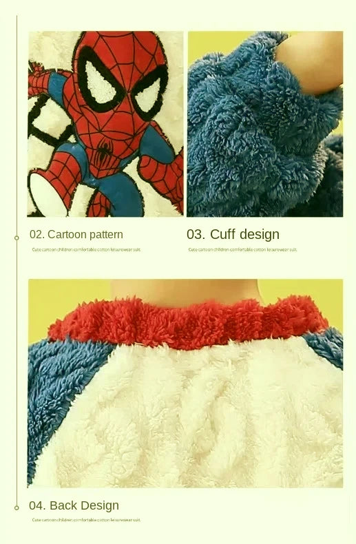 Conjunto de Pijamas de Franela para Niños, Ropa de Dormir de Invierno, Manga Larga, Gruesa y Cálida, Dos Piezas