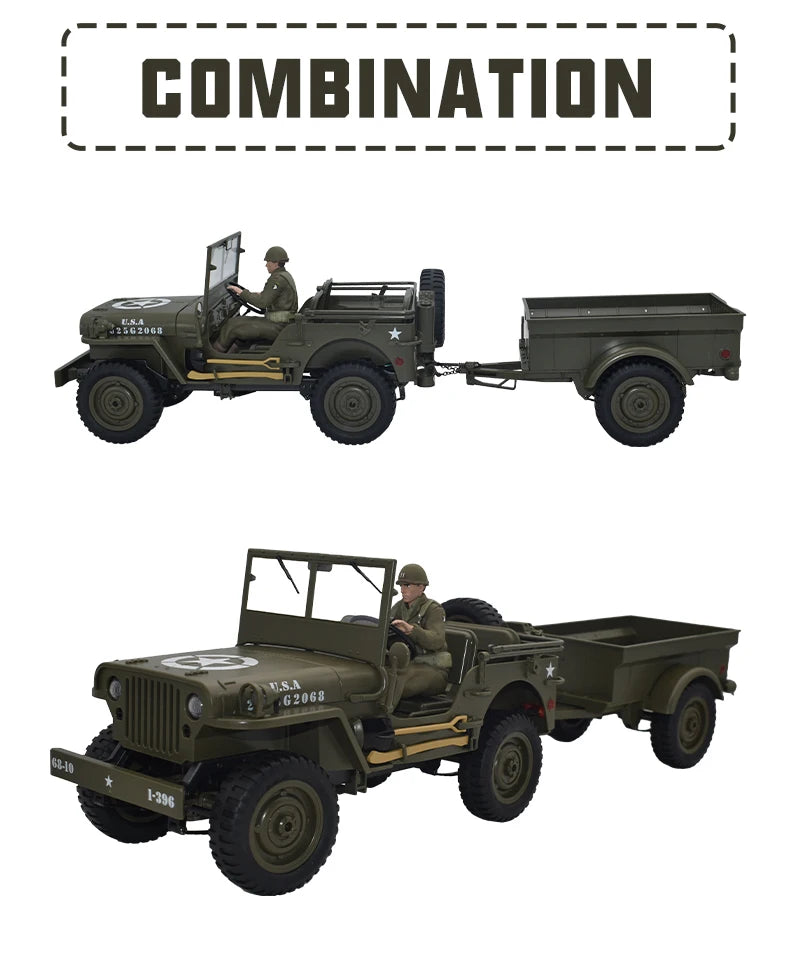 Coche RC Jeep Willys 1941, 2.4G 4WD, Crawler Militar Todoterreno