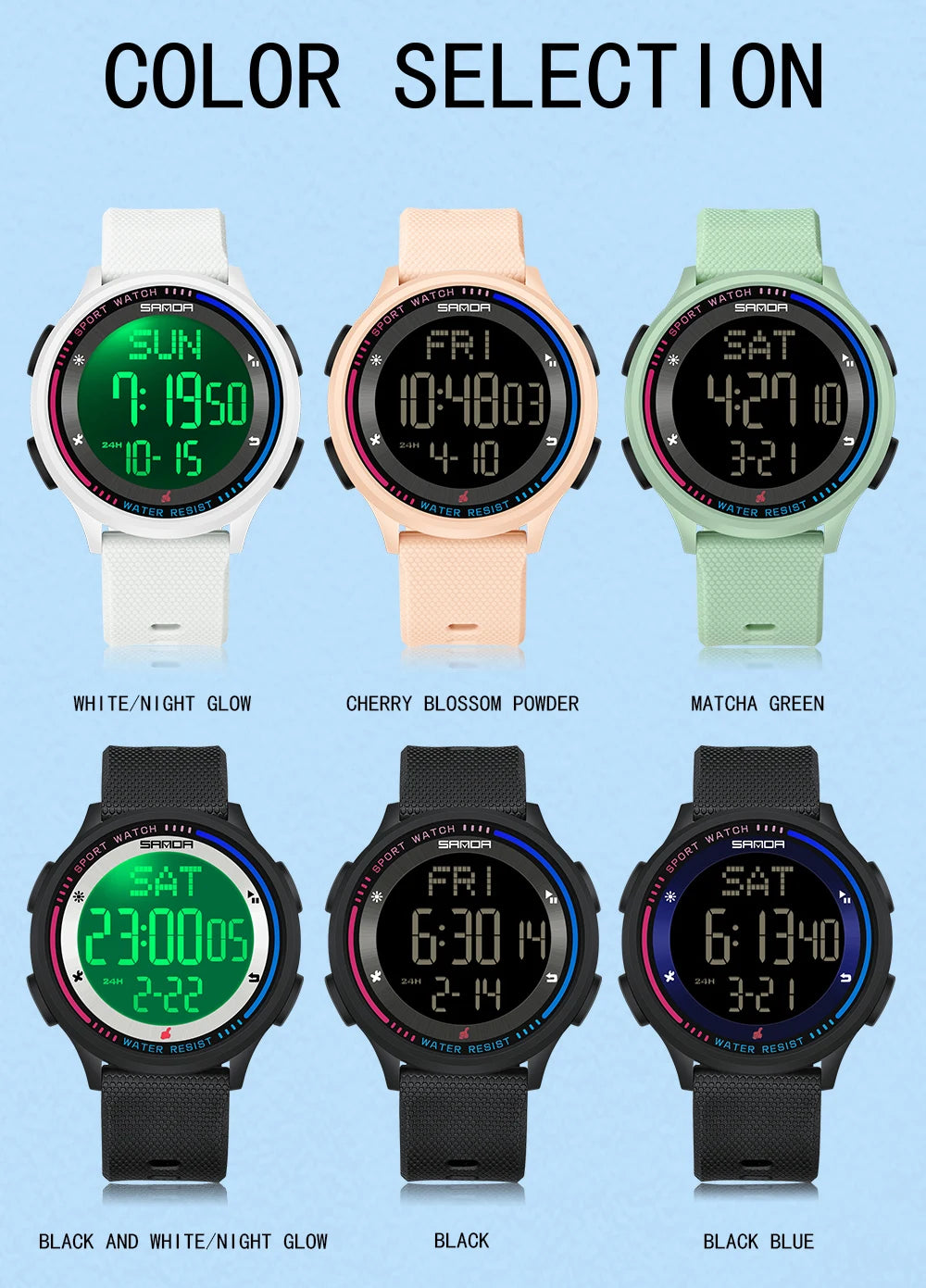Reloj Digital SANDA 6158 para Niños y Adolescentes, Deportivo Impermeable