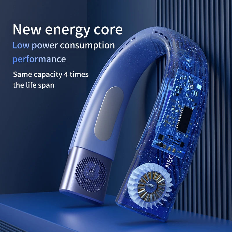 Ventilador de cuello portátil para exteriores, miniventilador eléctrico recargable por USB, sin aspas, 6000mAh, nuevo