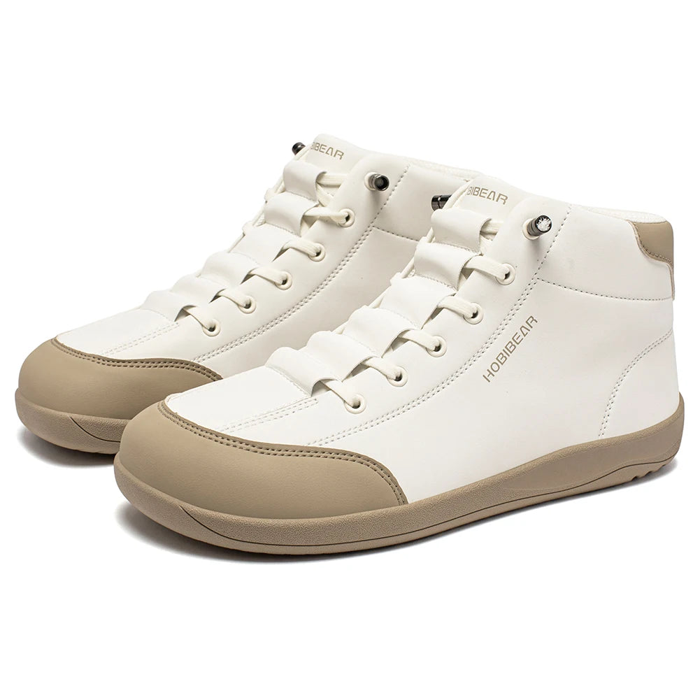HOBIBEAR Zapatos descalzos de caña media, botines minimalistas con punta ancha Unisex, zapatillas antideslizantes de cuero Artificial para exteriores