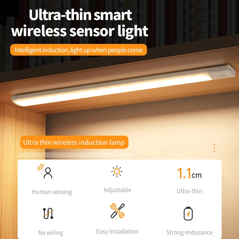 Luz Nocturna LED con Sensor de Movimiento Recargable USB