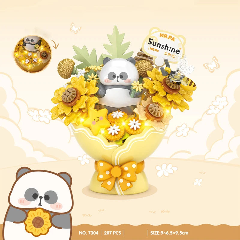 LOZ-7304 Flor de girasol flor inmortal bloque de construcción serie de plantas y flores modelo educativo niña juguete de flores de bloques de construcción