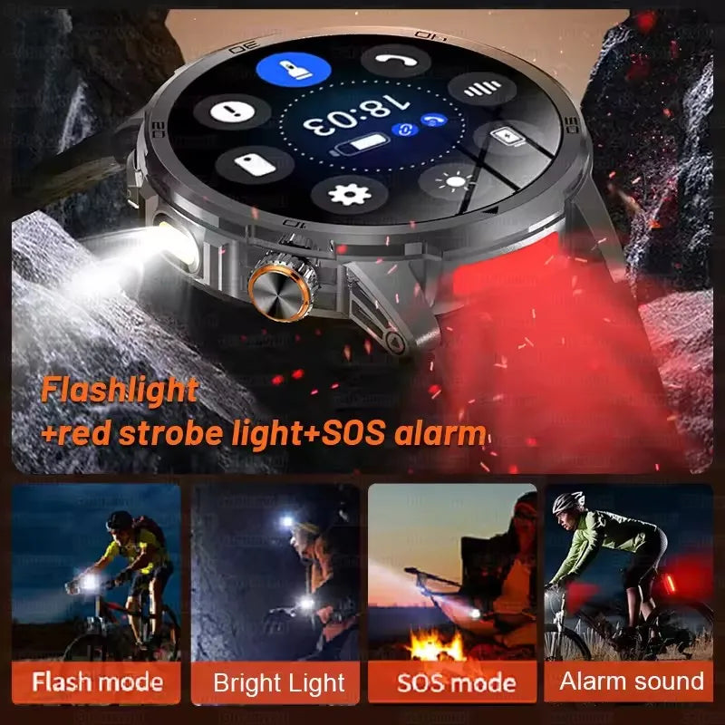 2026 militar t-rex 3 reloj inteligente reloj de Fitness hombres 466*466 pantalla AMOLED 1000mAh batería linterna llamada impermeable Smartwatchs