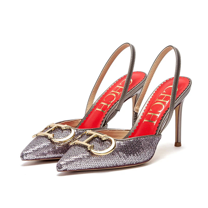Stilettos de Mujer Punta Fina con Tiras y Plataforma 9 cm