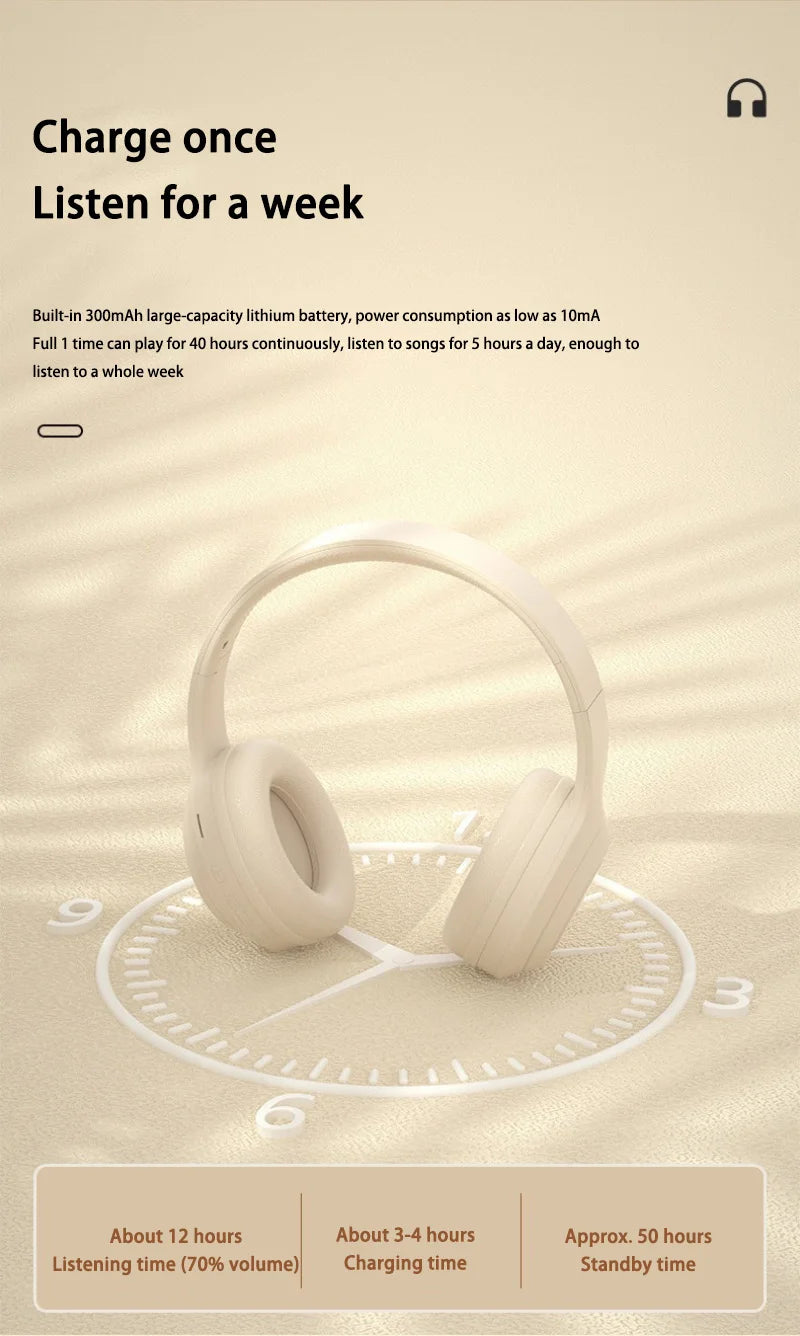 Auriculares Lenovo Bluetooth 5.3, Auriculares Inalámbricos Plegables para Computadora, Auriculares para Juegos 360 °   Auriculares con Sonido Estéreo Originales