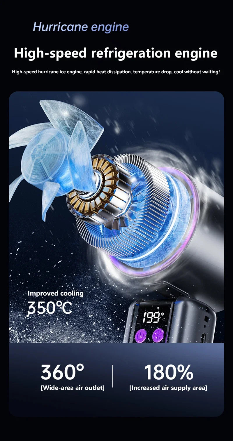 Ventilador de Mano con 199 Velocidades y Pantalla Digital