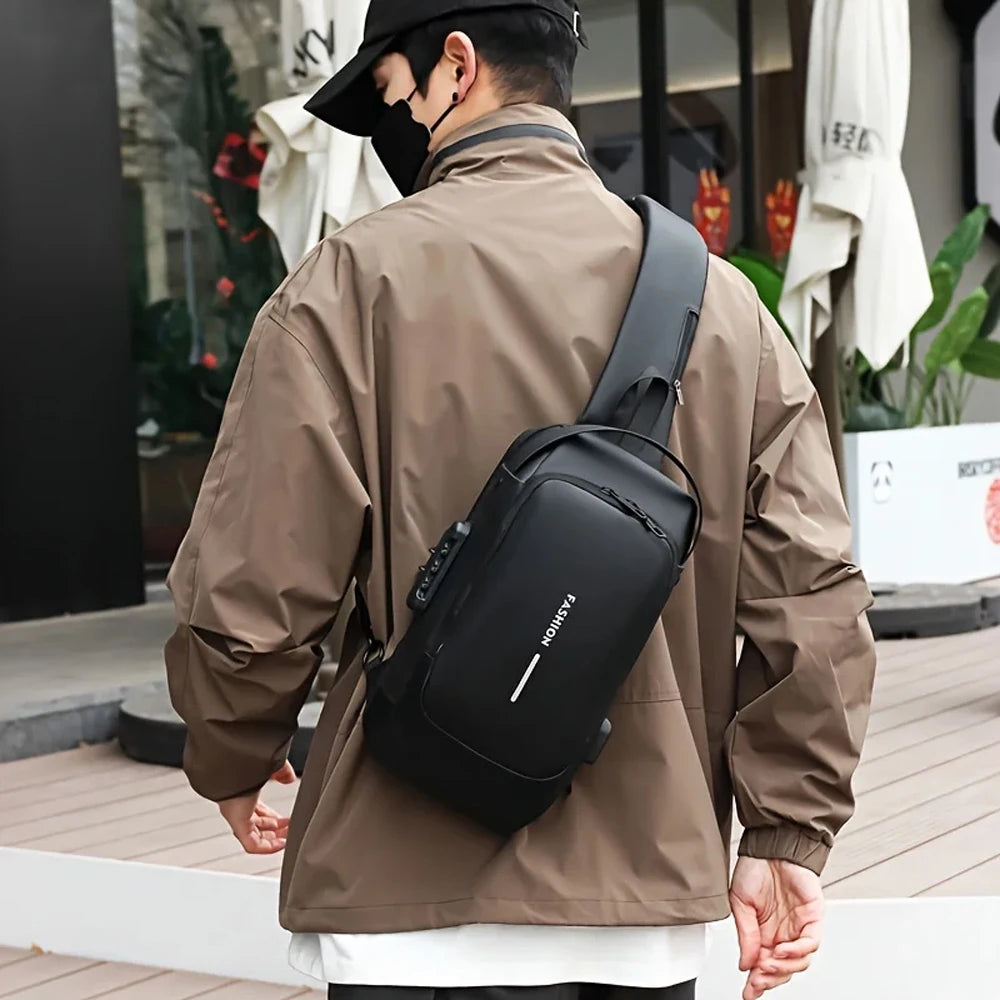 Bolso antirrobo con bloqueo de contraseña para hombre, bolso de pecho, mochila pequeña deportiva informal, bolso de hombro individual para motocicleta, bolso de hombro moderno