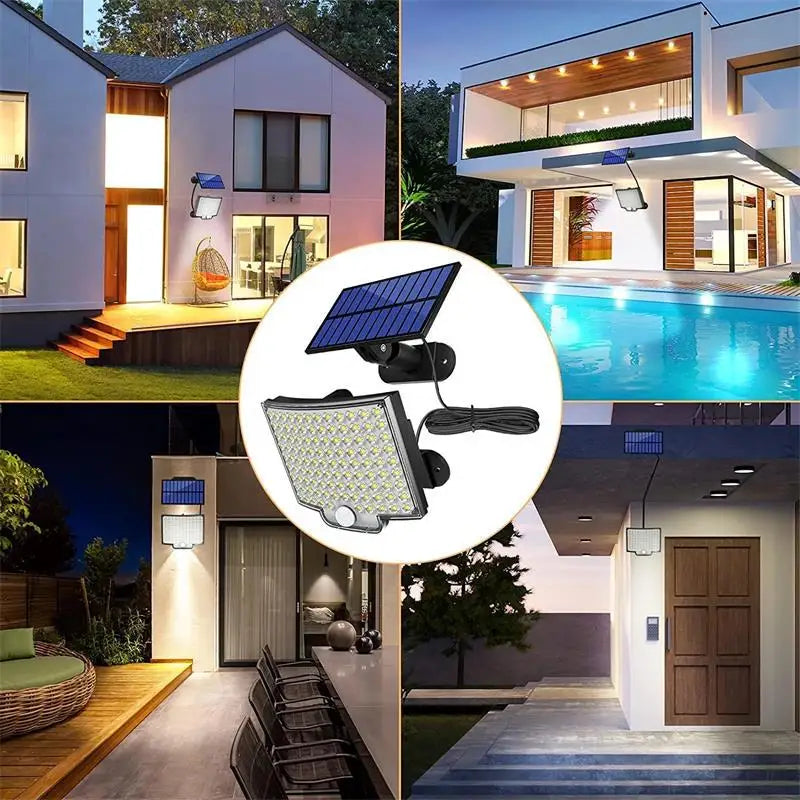 Lámpara Solar Dividida 106 LED con Sensor de Movimiento, 3 Modos IP65