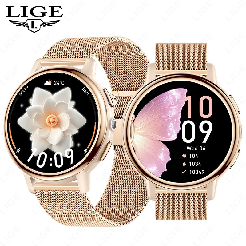 Reloj inteligente LIGE para mujer con pantalla AMOLED y llamadas Bluetooth