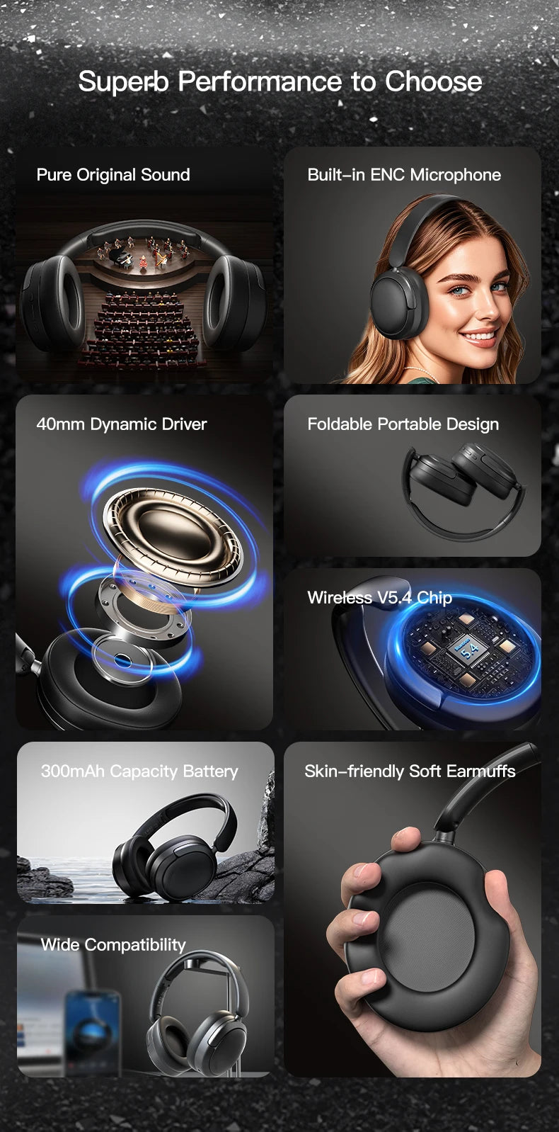 EOENKK SY-T8 Auriculares Bluetooth 5.4 Baja Latencia