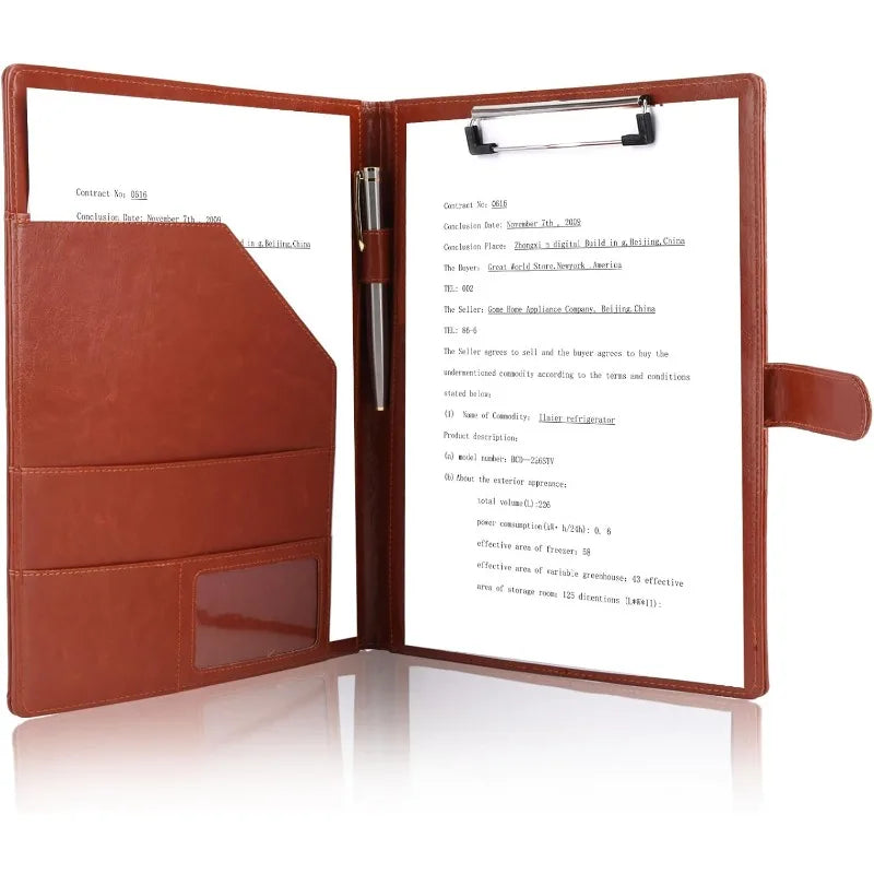 Portafolio de Cuero Sintético con Cubierta para Bloc de Notas A4, Organizador de Oficina para Conferencias y Negocios