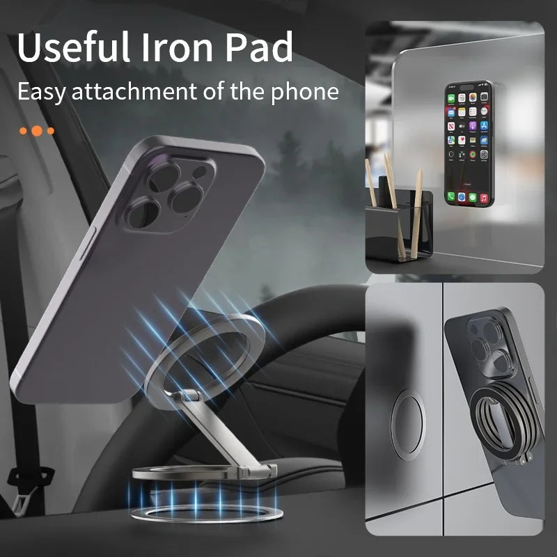 Soporte Magnético Universal Plegable de Doble Cara para Teléfono, Compatible con Magsafe, para Gimnasio, Caminadora, Coche, Soporte Plegable para Smartphone