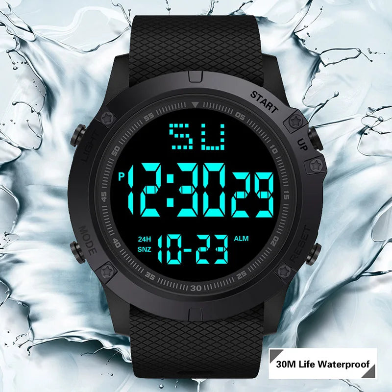 Reloj deportivo multifunción para hombre y niño, pulsera Digital LED luminosa, resistente al agua, esfera grande, electrónica para estudiantes