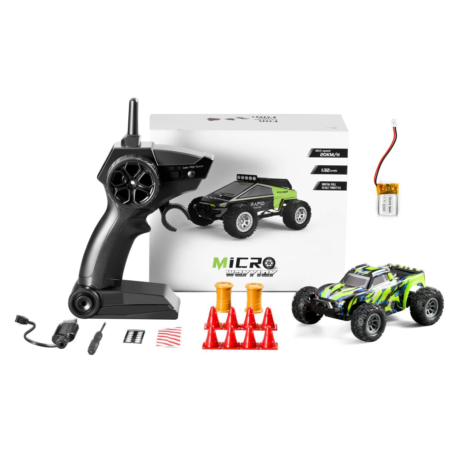 Mini coche RC 1:32, 20 km/h, alta velocidad, 2,4 Ghz, todoterreno, juguete de carreras y deriva, oruga de Control remoto para interiores/exteriores para niños