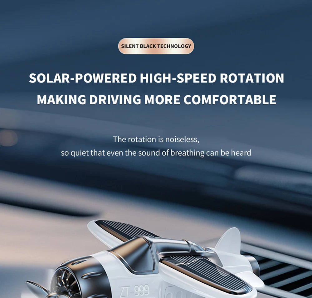 Mini avión con energía Solar, fragancia sólida, consola central para coche, adorno para salpicadero 360 °   Aire más fresco giratorio para aviones creativos