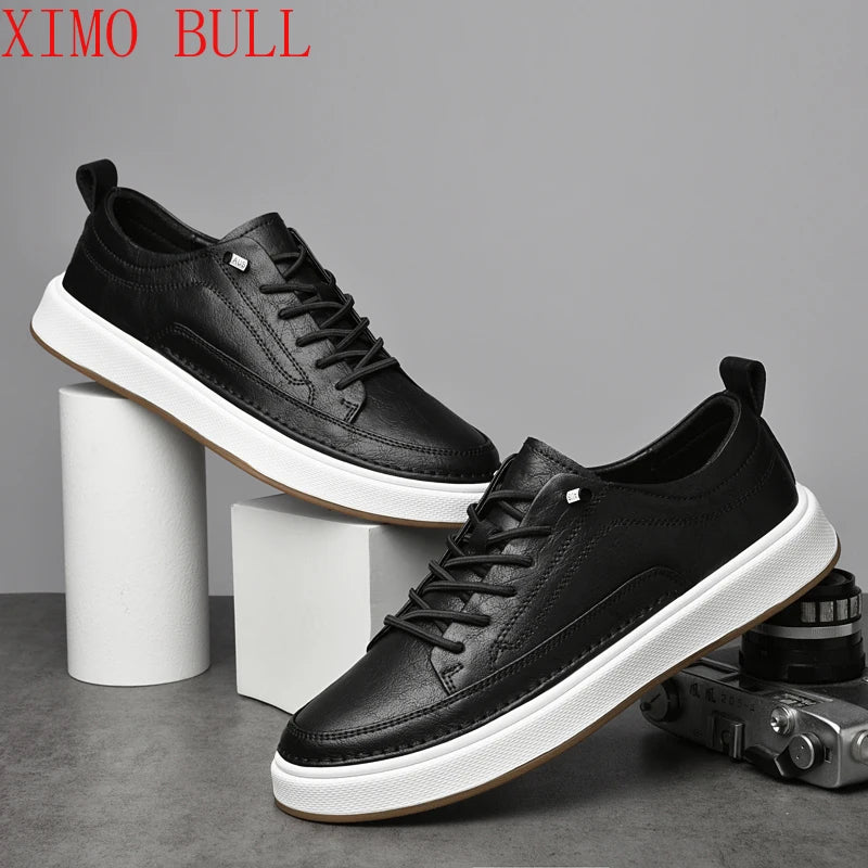 Zapatos de cuero genuino para hombre de marca, cómodas plantillas de suela blanda, zapatos Oxford informales para hombre, calzado deportivo para exteriores