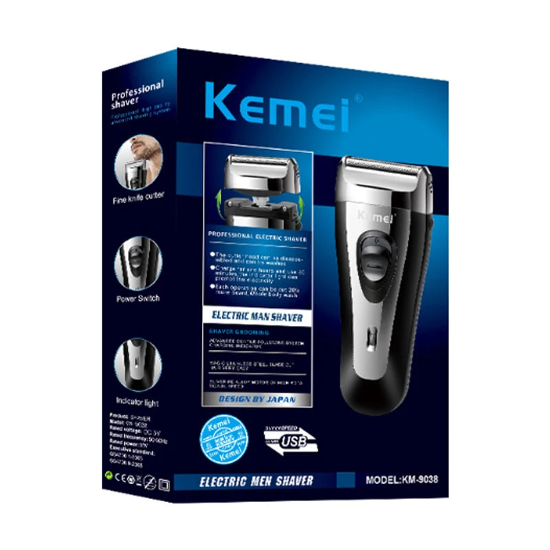 Afeitadora Eléctrica Inalámbrica Kemei KM-9038