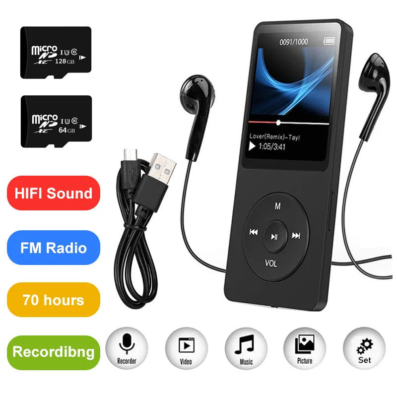 Mini Reproductor MP3/MP4 Bluetooth 128GB con Radio FM