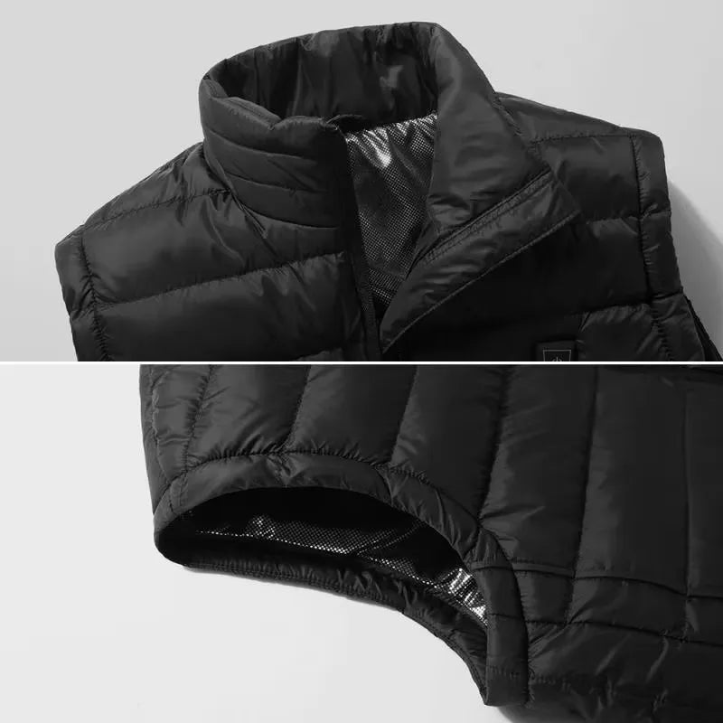 Chaleco calefactor eléctrico USB para hombre, ropa de invierno, para esquí, con almohadilla térmica, interfaz USB, chaleco cálido de invierno