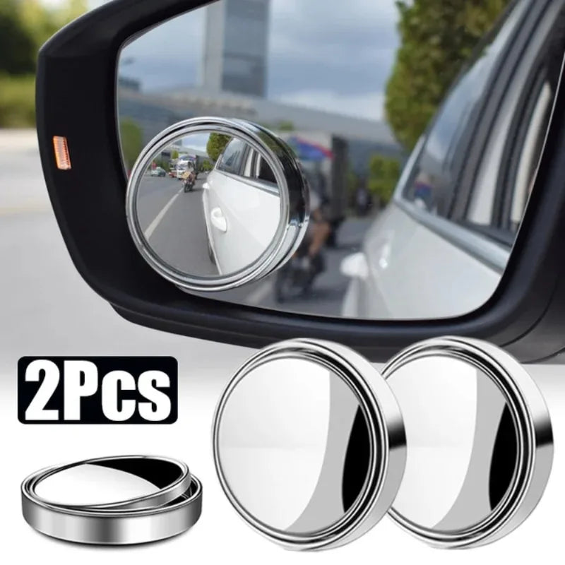 Espejo de punto ciego convexo con marco redondo, gran angular de 360 grados, espejo retrovisor transparente ajustable, accesorios para coche, 2 uds.