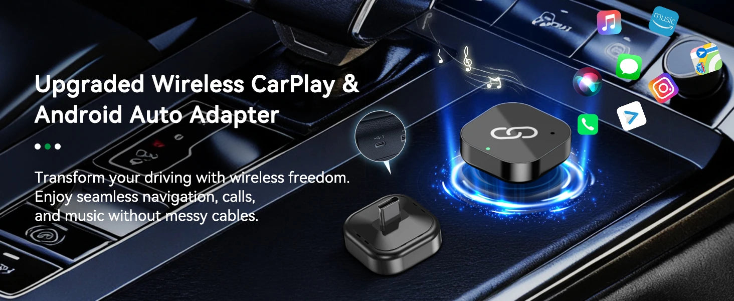Spedal 2025 Último CarPlay inalámbrico Apapter USB CarPlay y Android Auto, puerto tipo C, convierte con cable a inalámbrico, Plug & Play, Auto-C