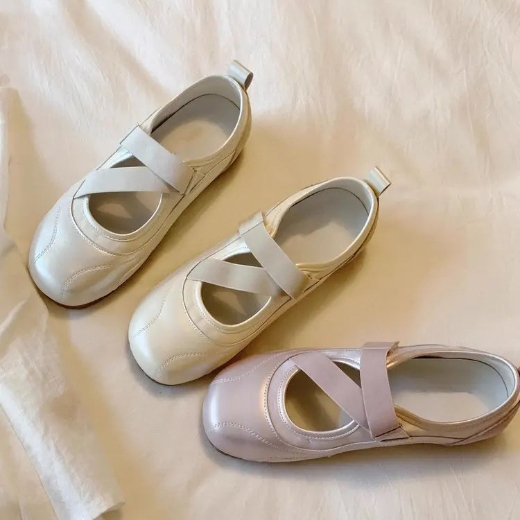 Beige púrpura champán bailarinas zapatillas de deporte mujeres punta bailarina Tabi zapatillas para caminar mujer zapatos Mary Jane calzado verano