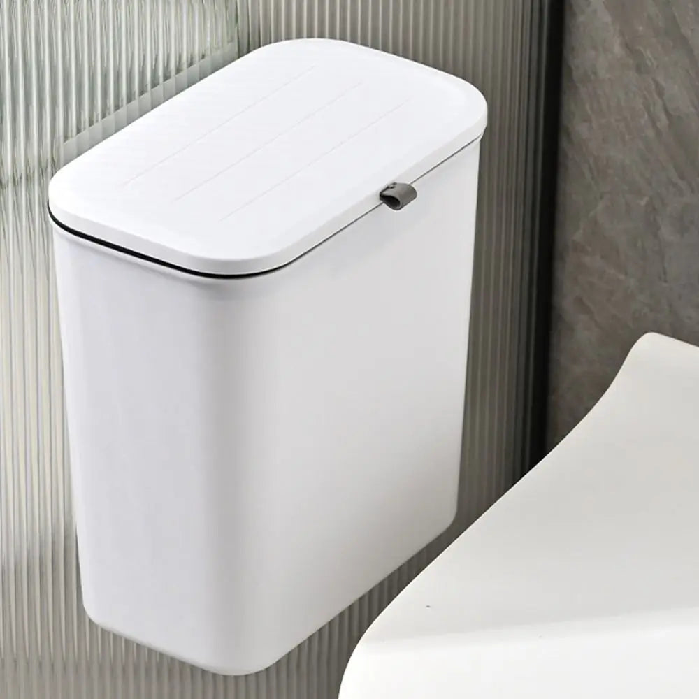 Cubo de basura colgante de 10 L con tapa para cocina y baño