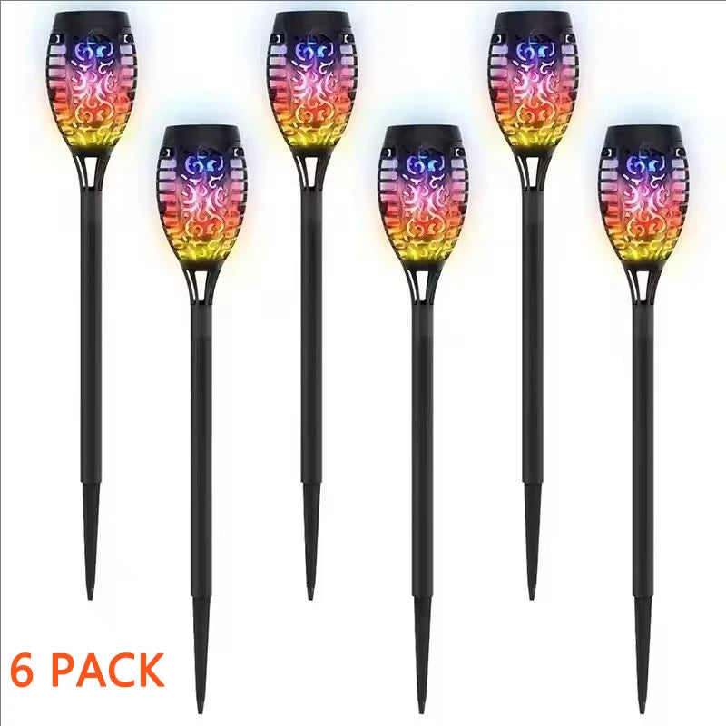 Luces Solares Antorcha Llama Solar RGB 12LED para Jardín Pack x6