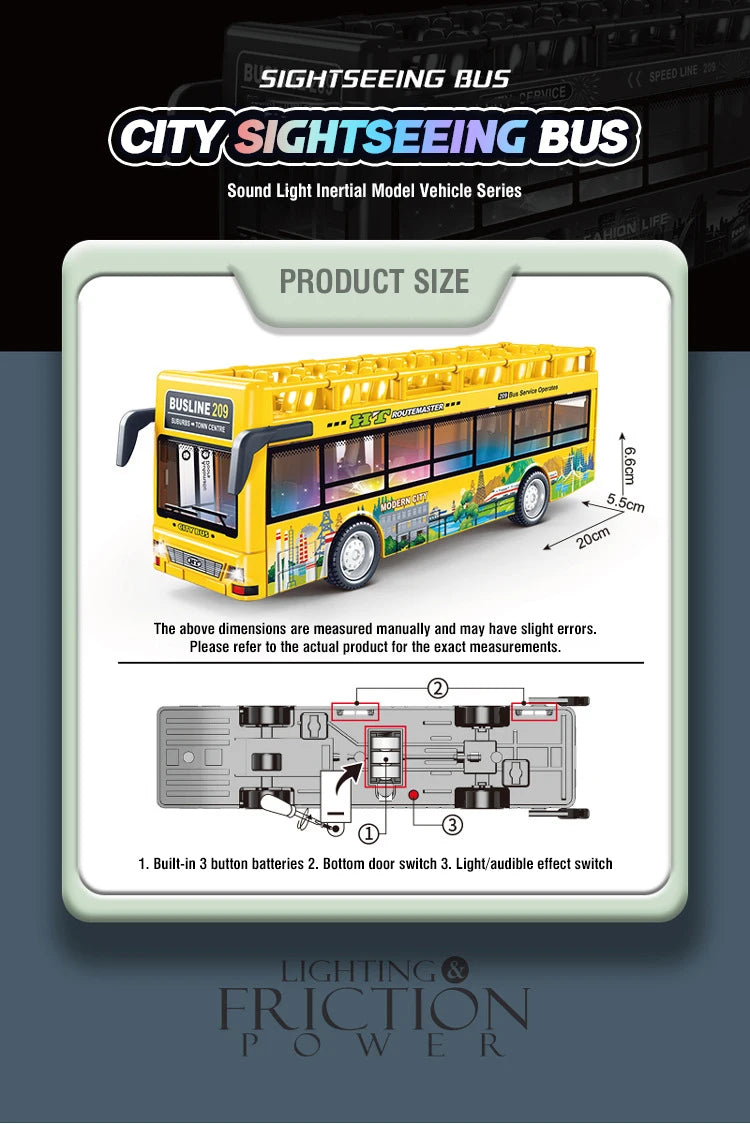 Autobús de Dos Pisos de Juguete con Luces y Sonido